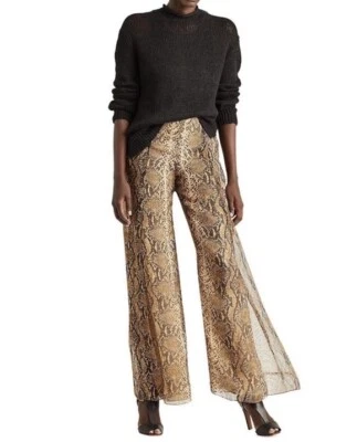 NWT Ralph Lauren Collection Purple Label Snakeskin Python Silk Palazzo Pants 2 - Photo 1/4