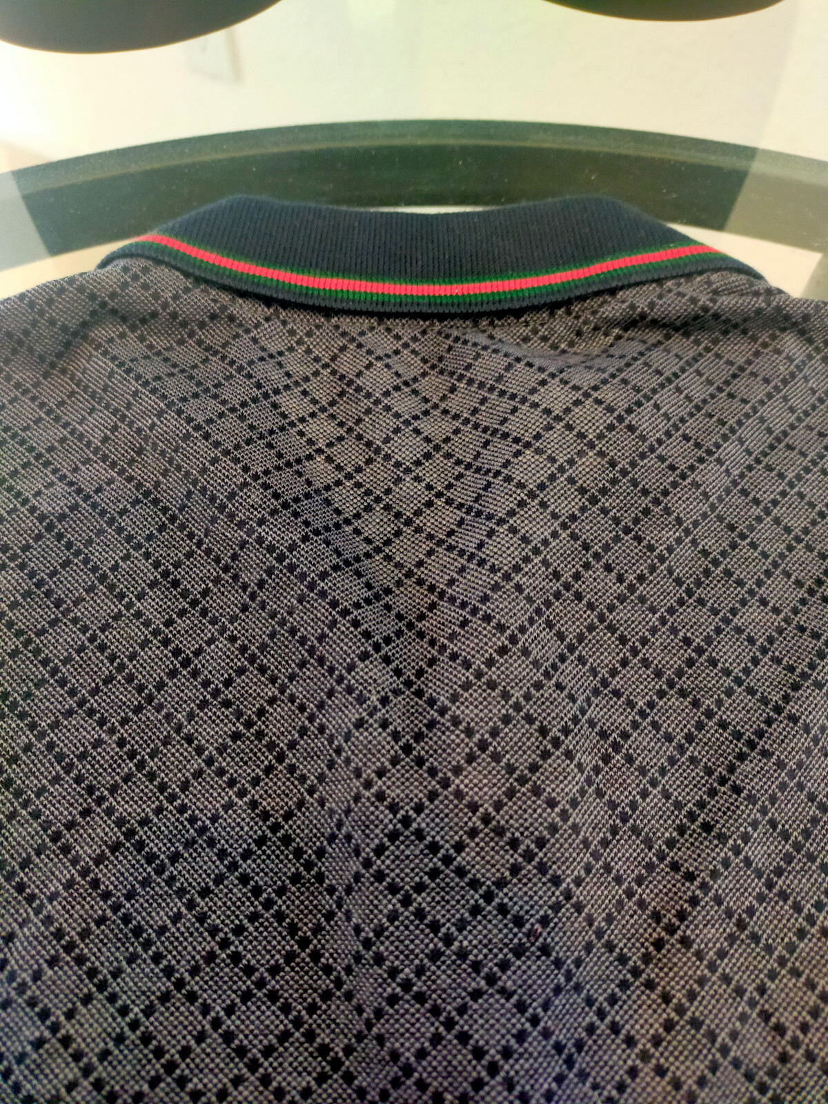 Gucci Diamond Patterned Dark Gray Polo Shirt Size… - image 9