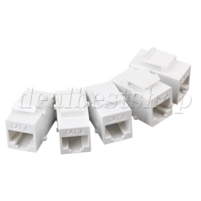 5pcs Female to Female RJ45 Ethernet for Keystone Wall Jack Coupler Cat6 White