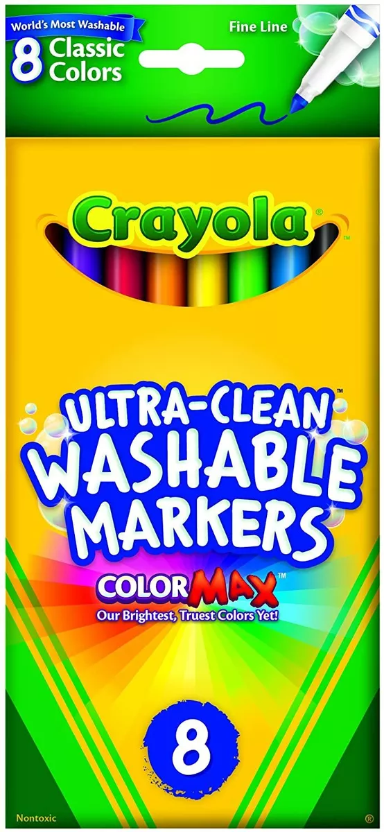 Crayola Ultra Clean Washable Markers, 16-Count Fine Line Markers