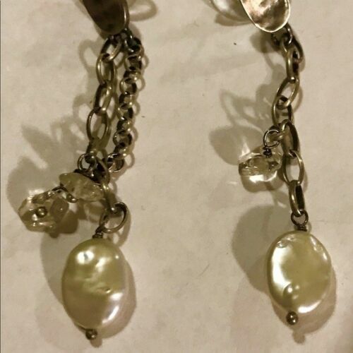 Silpada 925 Sterling Silver Pearl Quartz dangle earrings on post P1541 HTF Cute - Picture 4 of 12