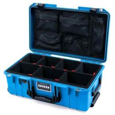 Blue  Black Pelican 1535 Air case with Trekpak dividers  mesh lid organizer.