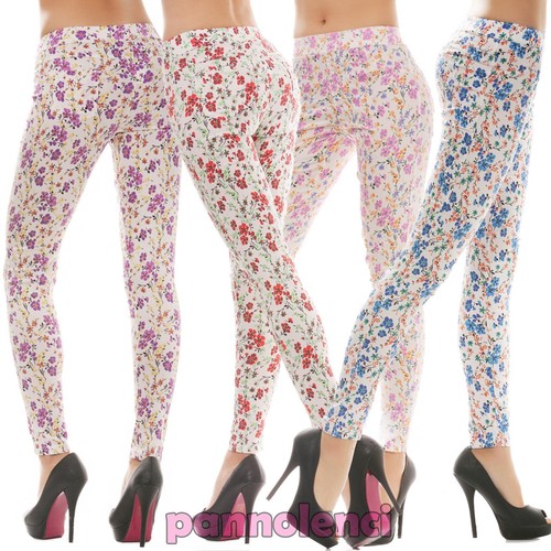 Leggings donna pantaloni fiori pantacollant fuseaux tapestry nuovi Q-8170 |  eBay
