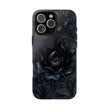 For iPhone/Galaxy/Pixel  Phone Ink Case - Black Velvet Rose Magic Flower