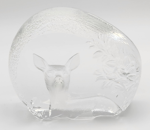 Mats Jonasson Signed Deer Paperweight Swedish Art Glass Lead Crystal 3283 - Picture 7 of 15