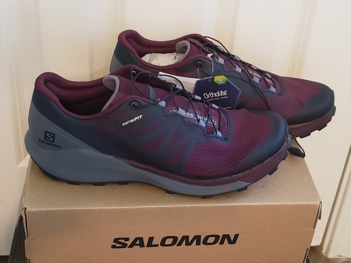 NUOVE scarpe da trail running Salomon taglia 10 da donna Sense Ride 4 W 413053 ortolite