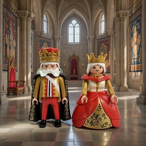 Vintage Playmobil 7773 Royal Medieval King Queen Court Family Castle Set