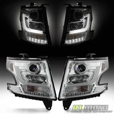 15-20 Chevy Suburban Tahoe LED Light Bar Projector Headlights Lights 2015-2020