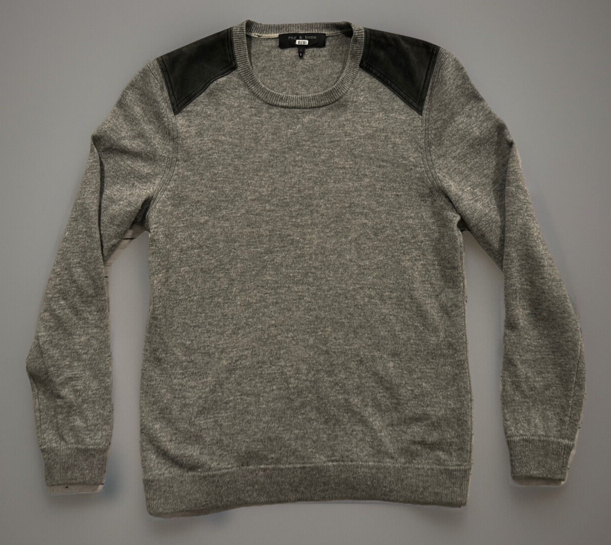 Rag & Bone 100% Merino Wool Sweater Sz M Gray Lamb Leather Rag & Bone 100% Merino Wool Sweater Sz M Gray Lamb Leather