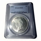 1922 P  90% Silver Peace Dollar, PCGS MS-64