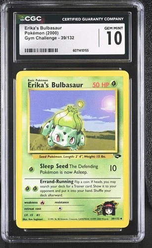 CGC 10 GEM MINT Erika's Bulbasaur 2000 Gym Challenge 39/132 Pokemon Card