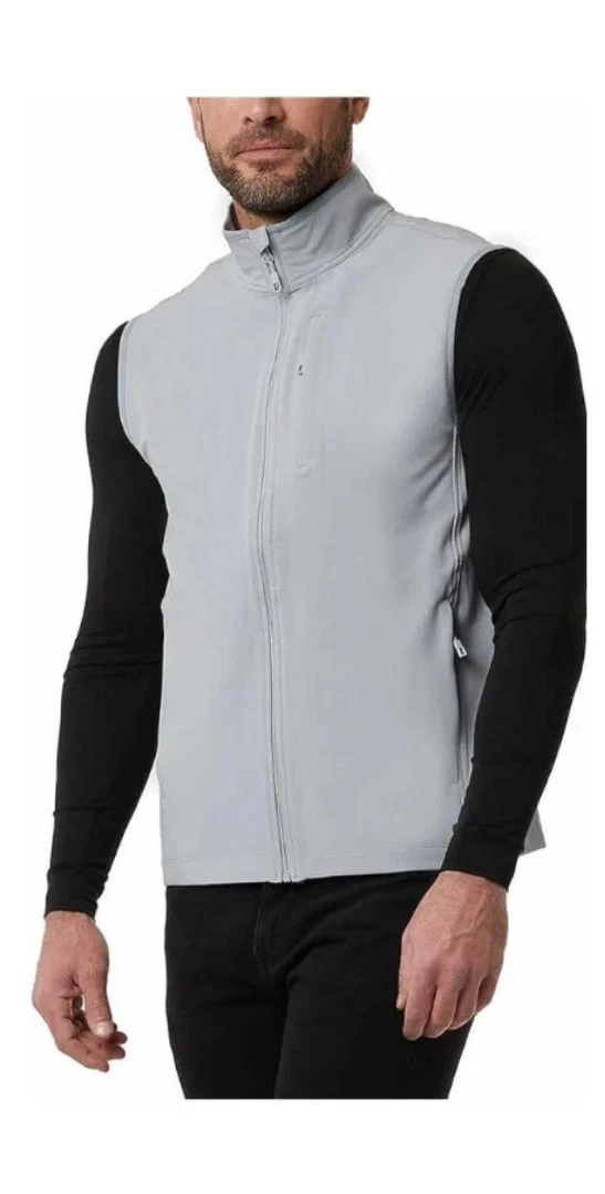 32 Degrees Heat Men's Soft Shell Mock Neck Full Zip Vest, Gray, Size M