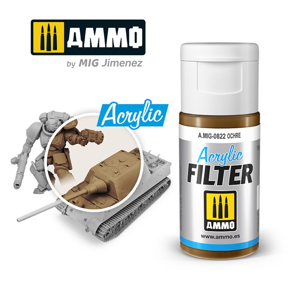 Ammo MIG 0822 - Acrylic Filter Ochre - New