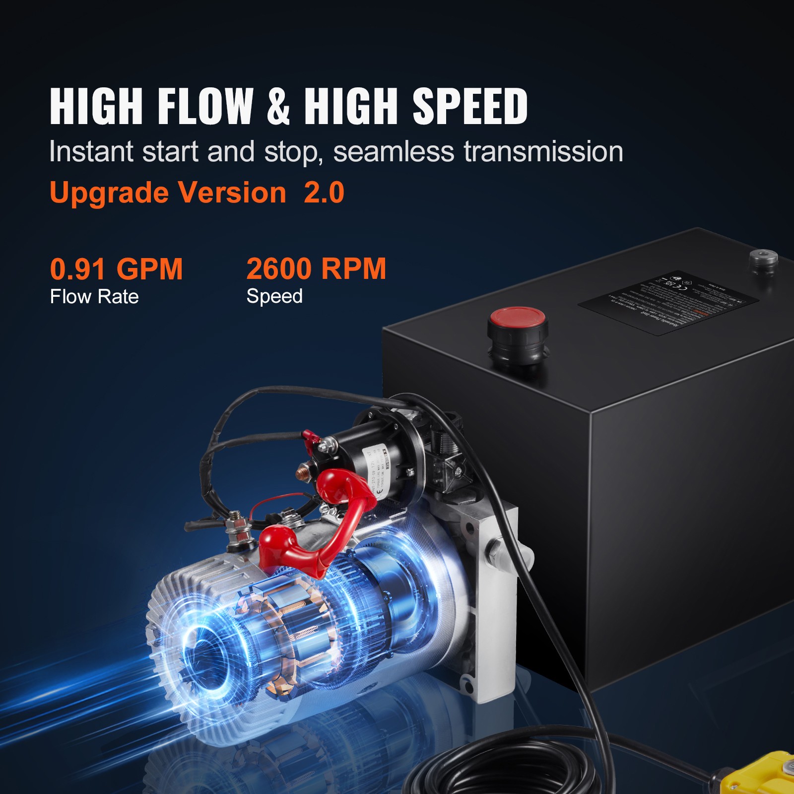 4 Quart Single Acting Hydraulic Pump DC 12V for Dump Trailer Power Lift 2.1HP - Thumbnail 12