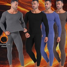 Mens Fleece Lined Thermal Underwear Set T-Shirt Long Johns Base Layer Bottom Top