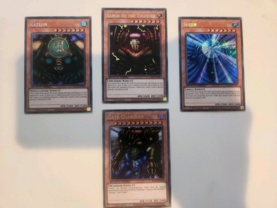 Yugion 4x  SECRET RARE GATE GUARDIAN Set/ Suijin Kazejin Sanga/ NM/MINT