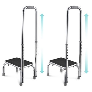 Medical Step Stool Non-Skid Steel Footstool with Handle for Seniors Kids 2 Packs