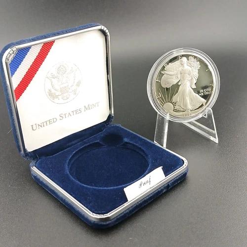 1992 S  Silver American Eagle 1 oz .999 Proof Velvet Box & Capsule No CoA