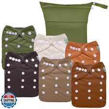 ALVABABY Cloth Diaper Covers 6pcs and Wet/Dry Bag - Reusable Diaper Cover f