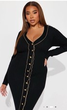 Pre Owned sz 1x Sweater Maxi Dress - Black/Gold, Worn Once, Fast Shipping