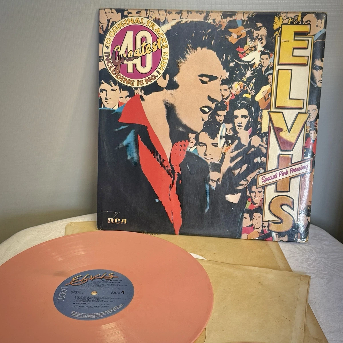 VTG Elvis Presley Vinyl Records X 4 & Book Lot Pink Pressed Double LP/Best Of