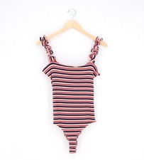 REFORMATION Hampton Ruffle Striped Bodysuit Size XL