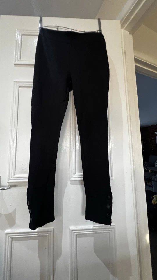 Peacocks Women’s Black Smart Sexy Leggings Size 12 Stretch Ankle Button Detail - Image 2 of 4