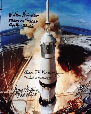 Eugene Kranz Gerald Griffin Milton Windler signed 8x10 Photo NASA Apollo 13