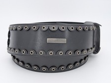 Yves Saint Laurent Black Leather Belt Waist Belt Eyelet Decoration 1827