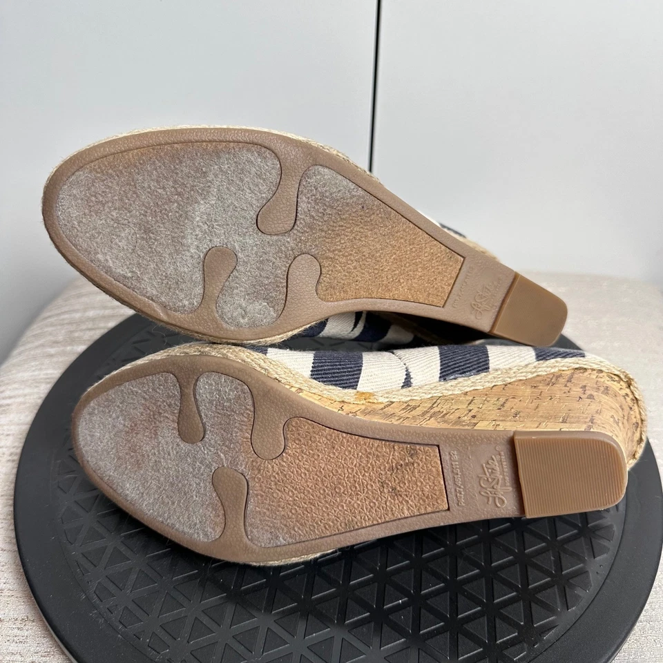 Tacones de alpargata de cuña LifeStride azul marino crema a rayas para mujer talla 8,5 Foto 4 de 4