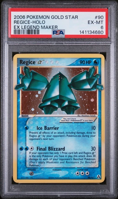 Pokemon Regice Holo Legend Maker 90/92 Gold Star PSA 6