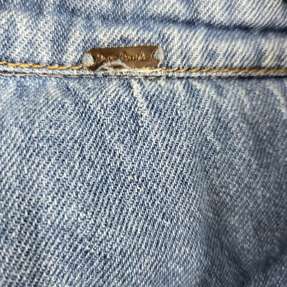 FREE PEOPLE light wash women's tiered denim long sleeve dress (NO SIZE TAG) - Image 3 of 4