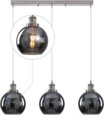 WILON Ceiling Lighting Vintage, 3 Pendant Ceiling Light, Glass Grey Lampshades