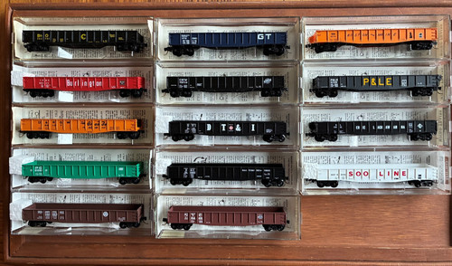 MICRO-TRAINS N-SCALE VINTAGE 50' FISHBELLY DROP-END GONDOLAS - SEE PICS/DETAILS