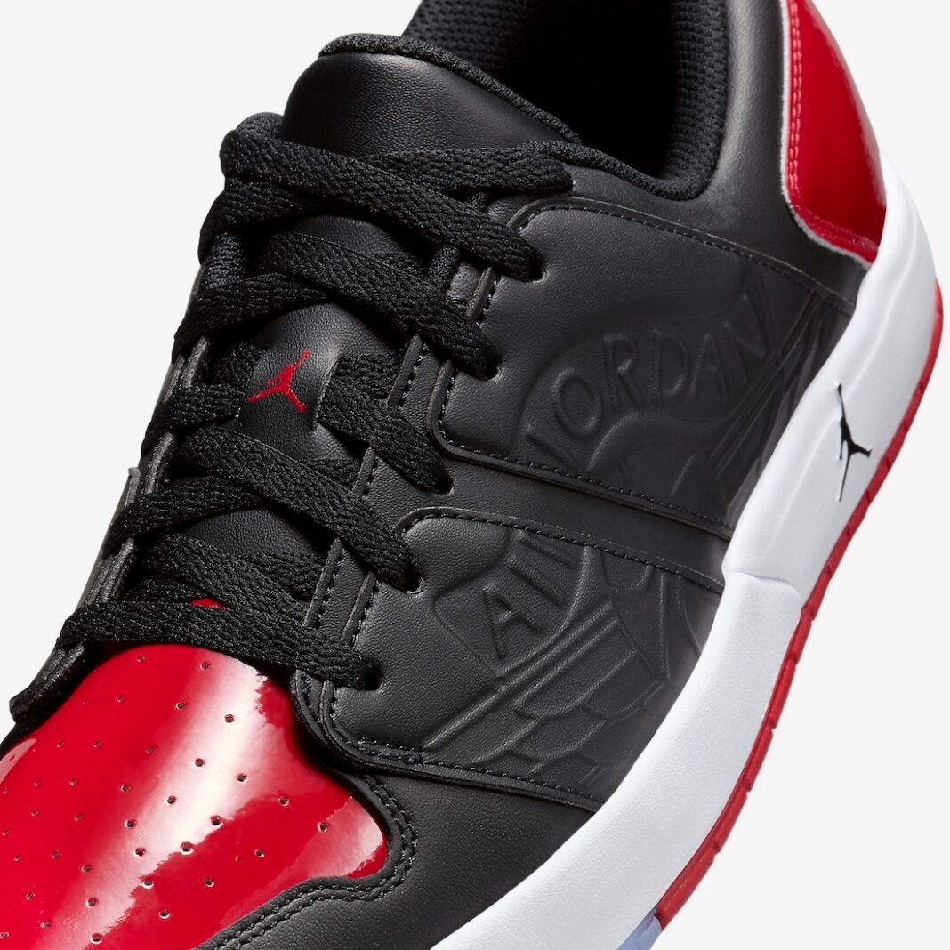 Jordan Nu Retro 1 Low Varsity Bred Black Red White Shoes  display picture 1