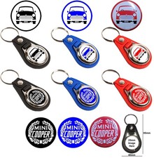 AUSTIN MINI, MINI COOPER, Leather Look Key Rings, Add a 50mm Fridge Magnet + �1