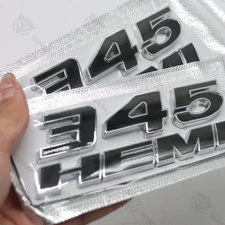 2PCS 345 HEMI Emblems Set For Side Fender Left Right Badge Sticker Chrome Black