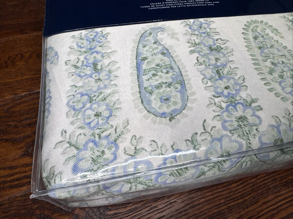 Nueva funda nórdica floral Ralph Lauren CAMILE Sage Chambray cachemir - King Foto 3 de 4