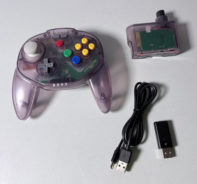 Retro-Bit Tribute 64 2.4Ghz Wireless Controller for Nintendo N64 Purple Unboxed