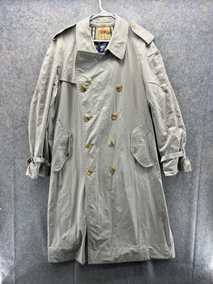 Vintage Burberrys Trench Coat Mens 44R Beige Cotton Lined Classic