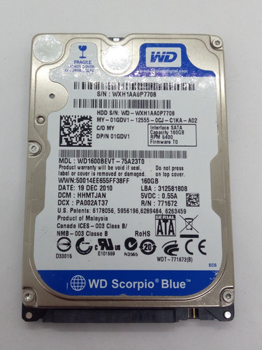 WESTERN DIGITAL *WD1600BEVT-75A23T0* 160GB* SATA HDD Notebook 2,5 Zoll #NFP1787