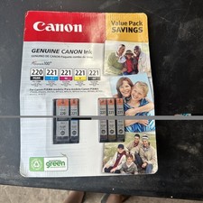 Canon 220 221 Black Tricolor Yellow Cyan Magenta Combo Ink PIXMA Genuine OEM