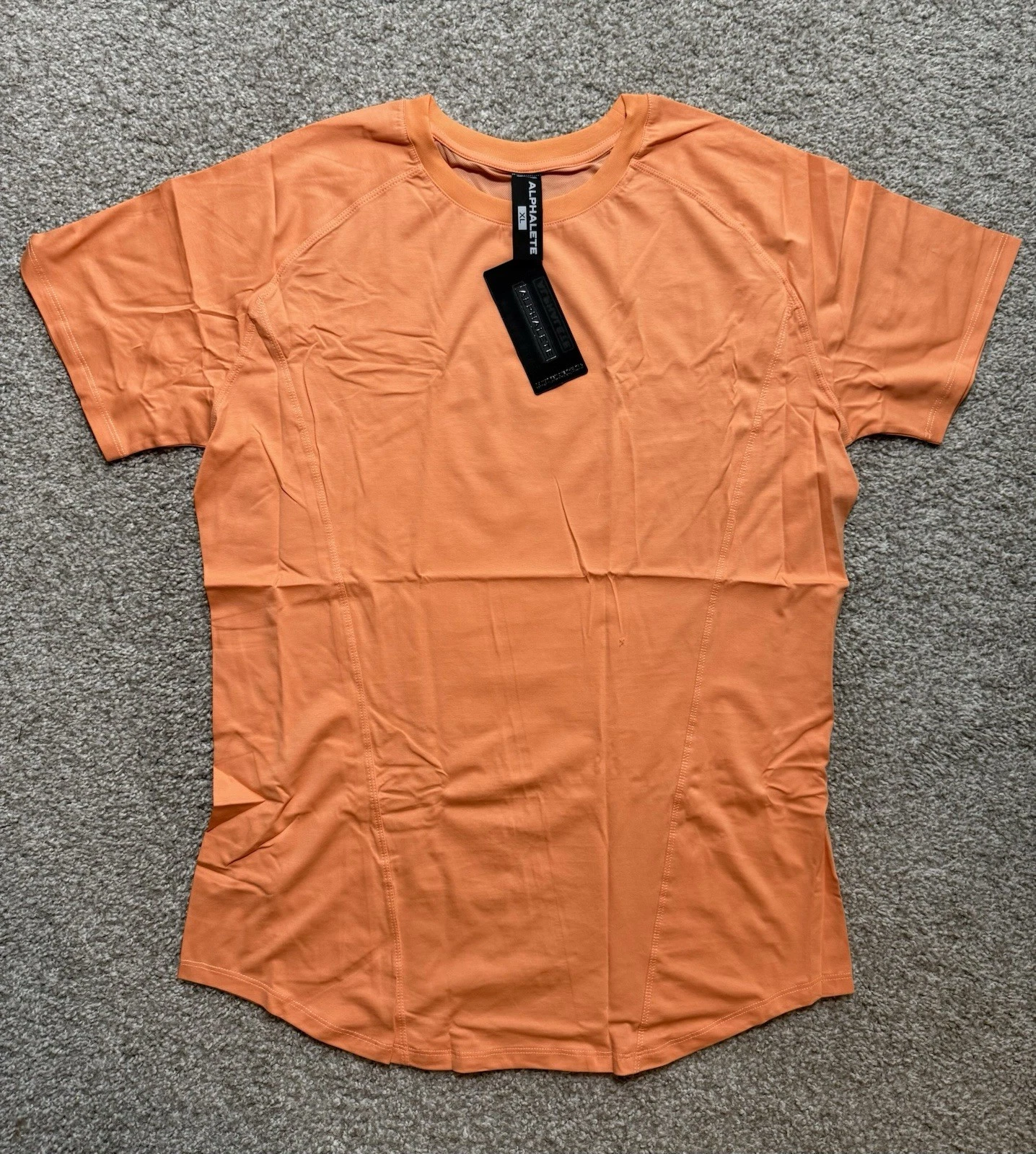 alphalete Activewear mens velocity T-shirt electric peach mesh back Size XL
