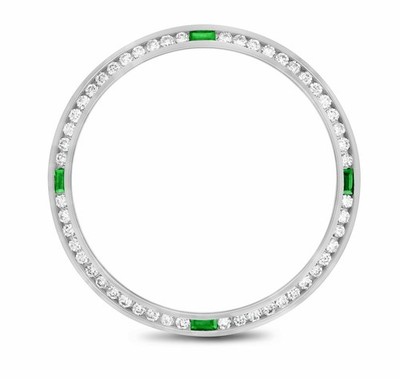 MEN 1.30CT CHANNEL NATURAL DIAMOND BEZEL 18KW FOR ROLEX DATEJUST WITH EMERALD