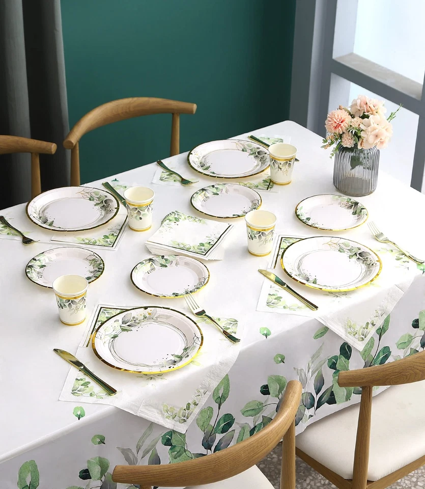 Platos verdes y servilletas suministros de fiesta - Sirve 16 - Platos verdes fiesta C... Foto 4 de 4