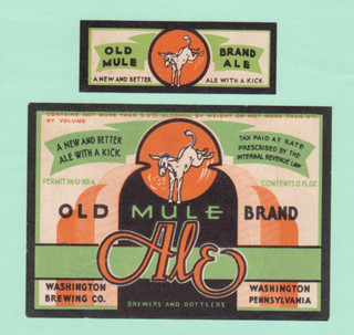 OLD MULE BRAND ALE Permit IRTP Beer Label w/Matching Neck Washington Brewing PA