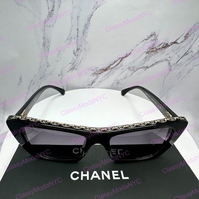 CHANEL Sunglasses 5540 C622/S8 Polarized Black Gold CC Top Metal