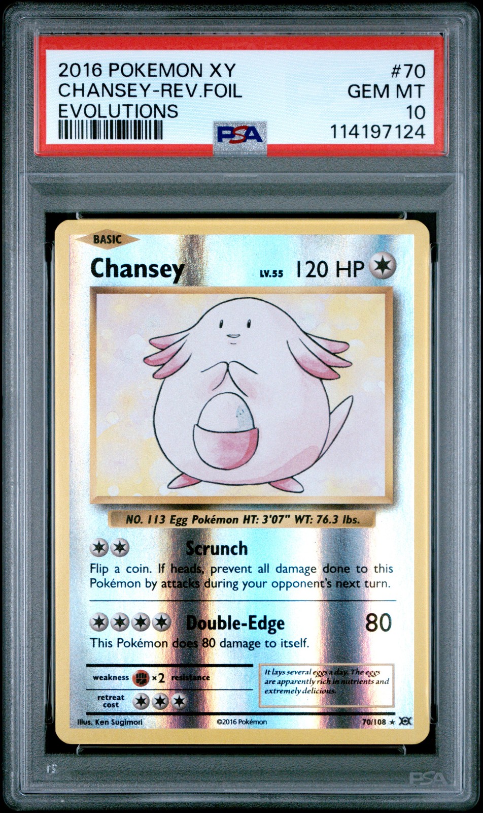 2016 Pokemon Xy Evolutions Chansey-Rev. Foil Evolutions PSA 10 #70