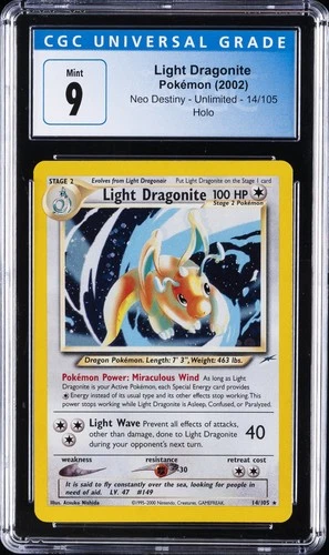 2002 POKEMON NEO DESTINY HOLO #14 LIGHT DRAGONITE CGC 9