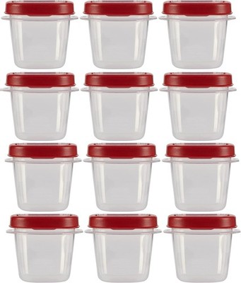Easy Find Lids Food Storage Containers 0.5 Cup Clear W/ Red Lids 12 Pack 12